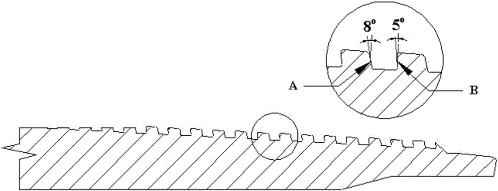 Blade and method for processing special screw thread of oil sleeve pipe