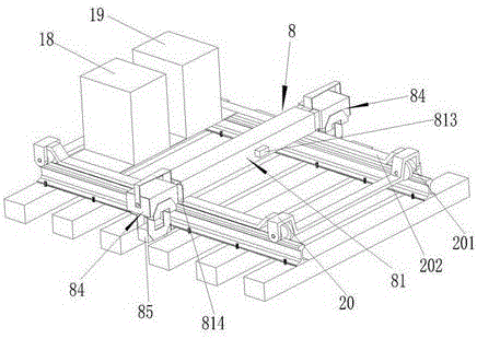 Sleeper changing machine with telescopic cantilever beam device