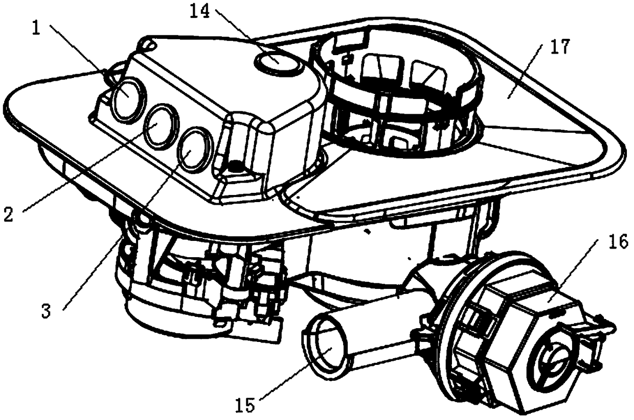 Water dividing valve assembly and layered dishwasher with same