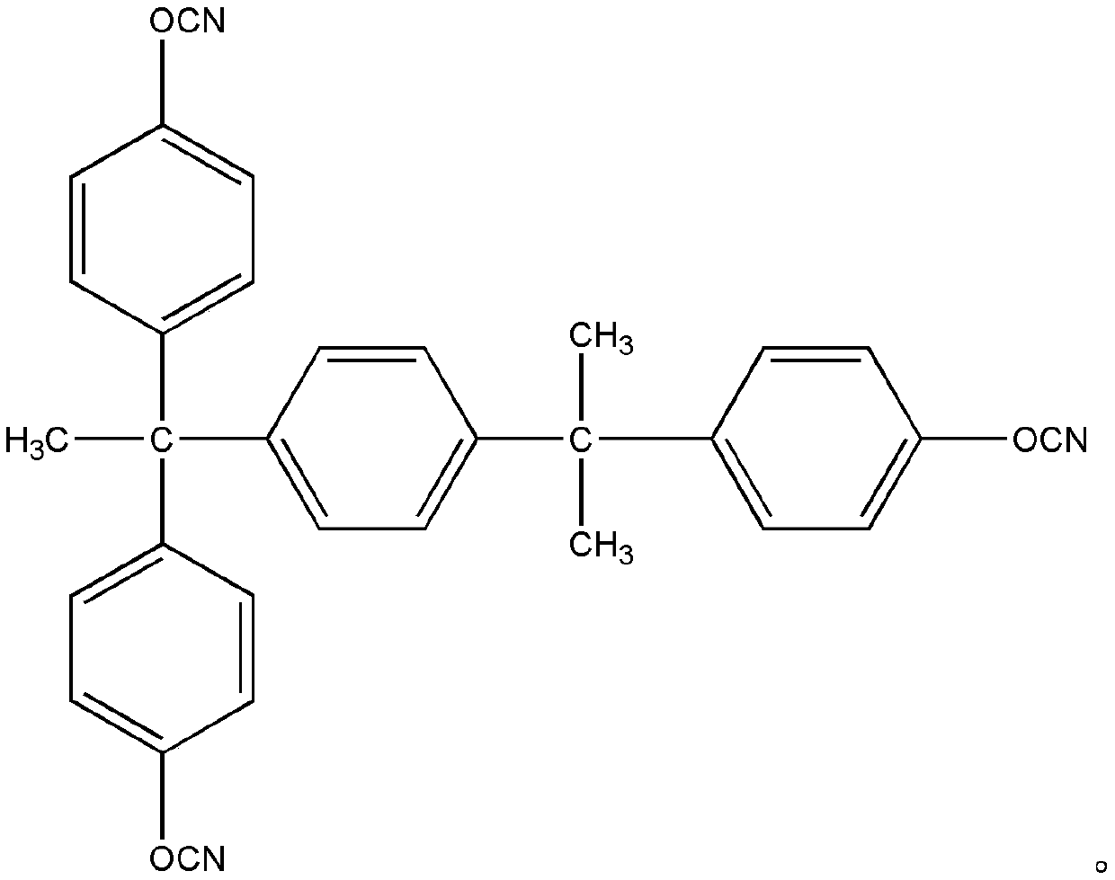 Triphenol A type cyanate ester and preparation method thereof