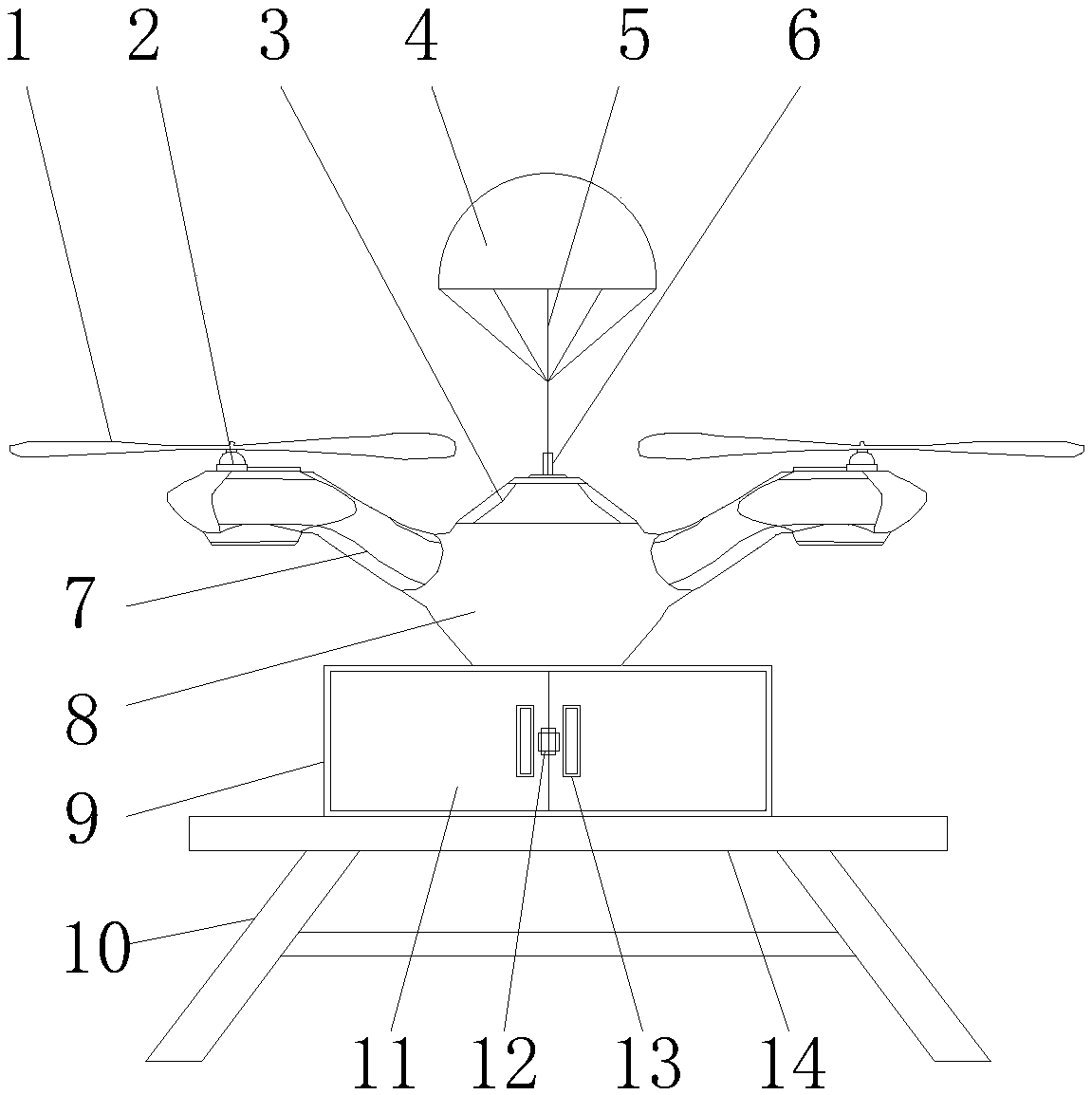 Unmanned aerial vehicle device capable of carrying parachute