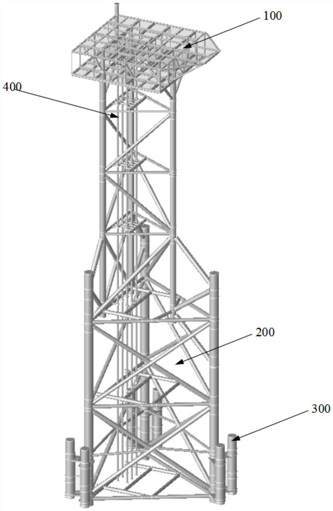 Three-leg simple wellhead platform suitable for hundred-meter water depth