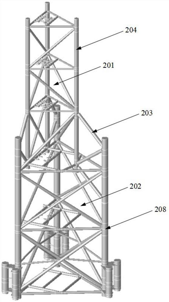 Three-leg simple wellhead platform suitable for hundred-meter water depth