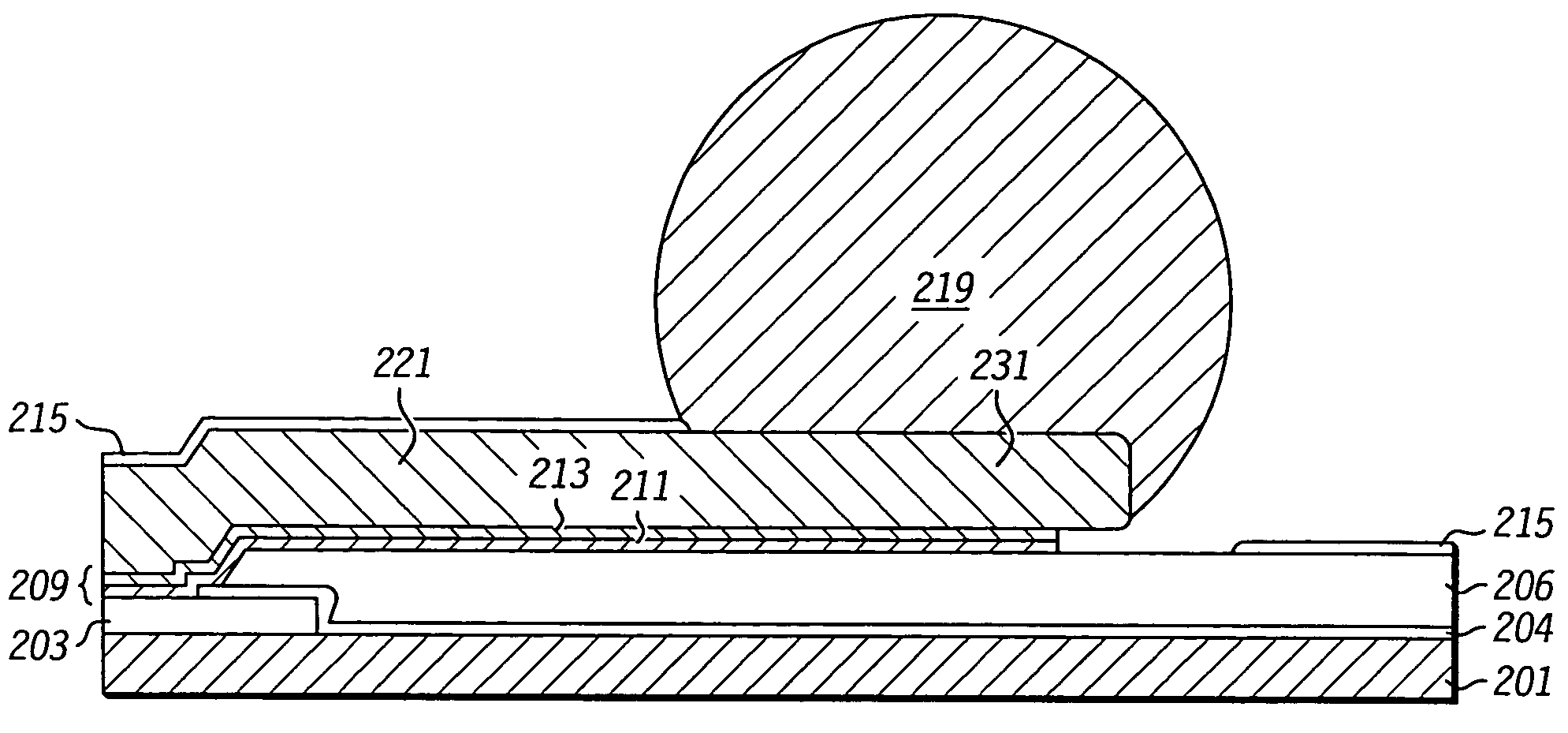Semiconductor device with strain relieving bump design
