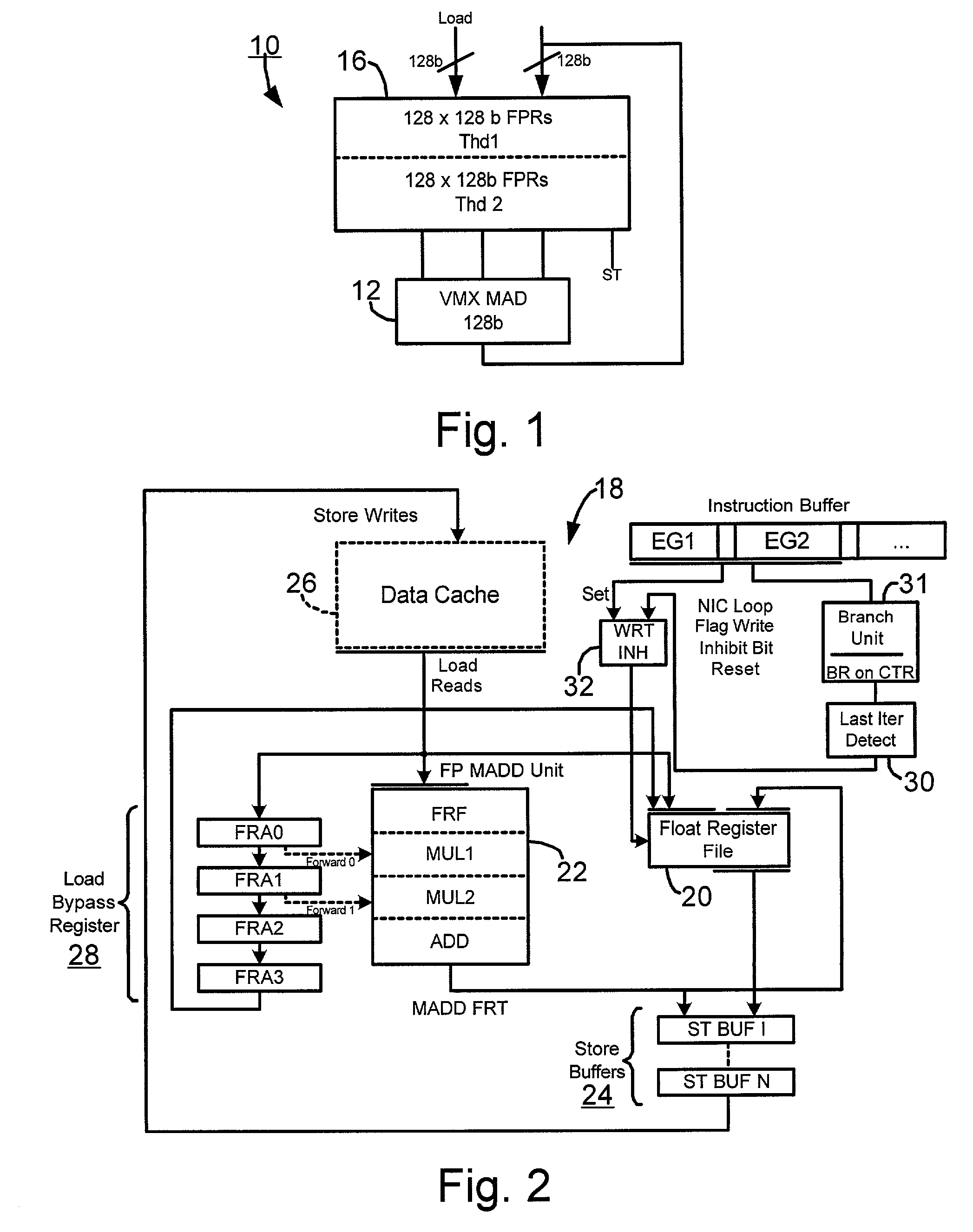 Floating point unit power reduction via inhibiting register file write during tight loop execution