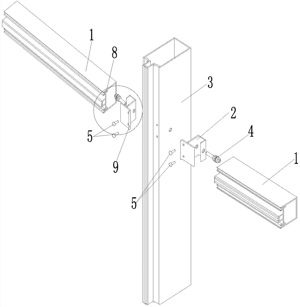 Connecting structure for beams and stand column of glass curtain wall