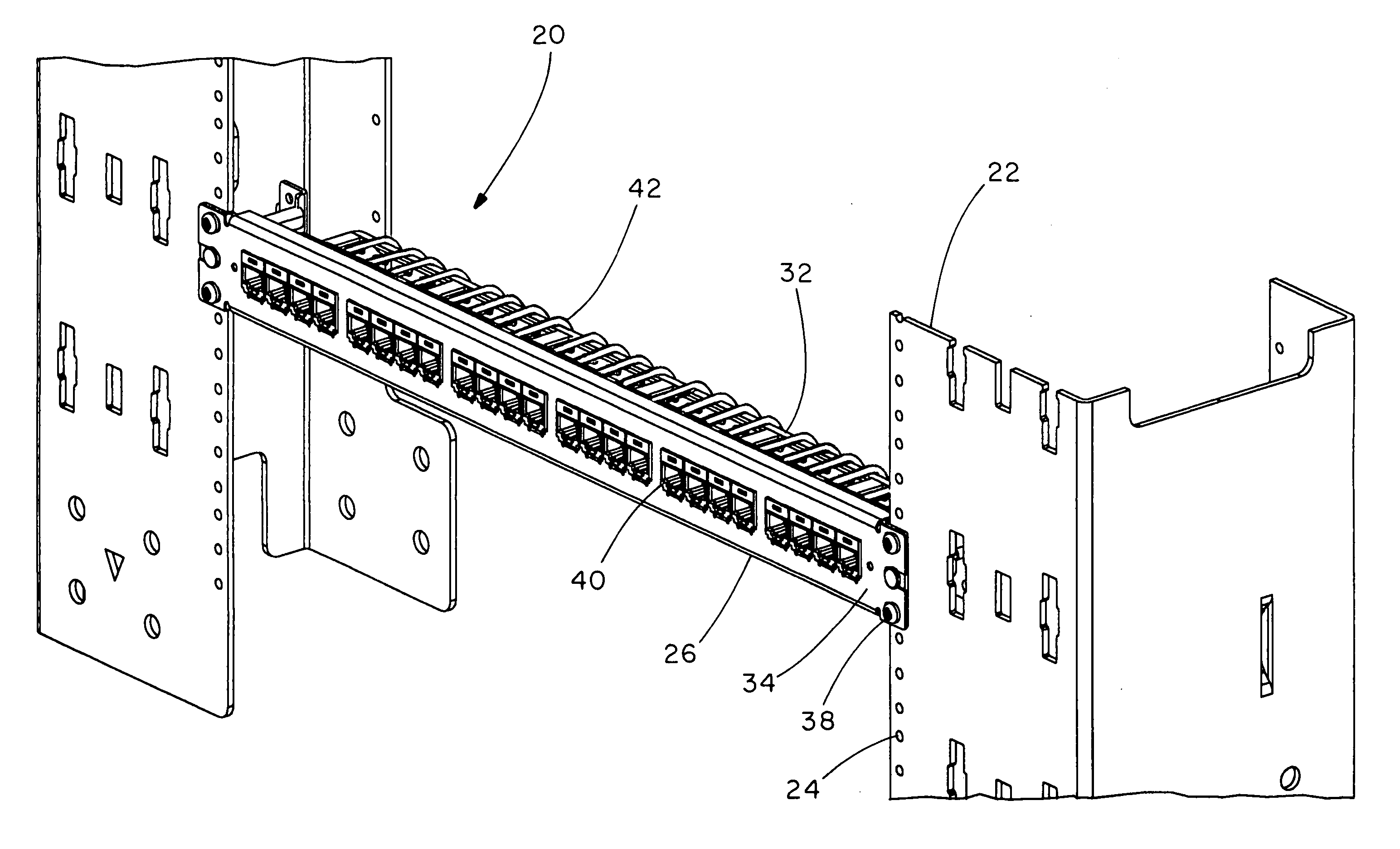 Patch panel and strain relief bar assembly