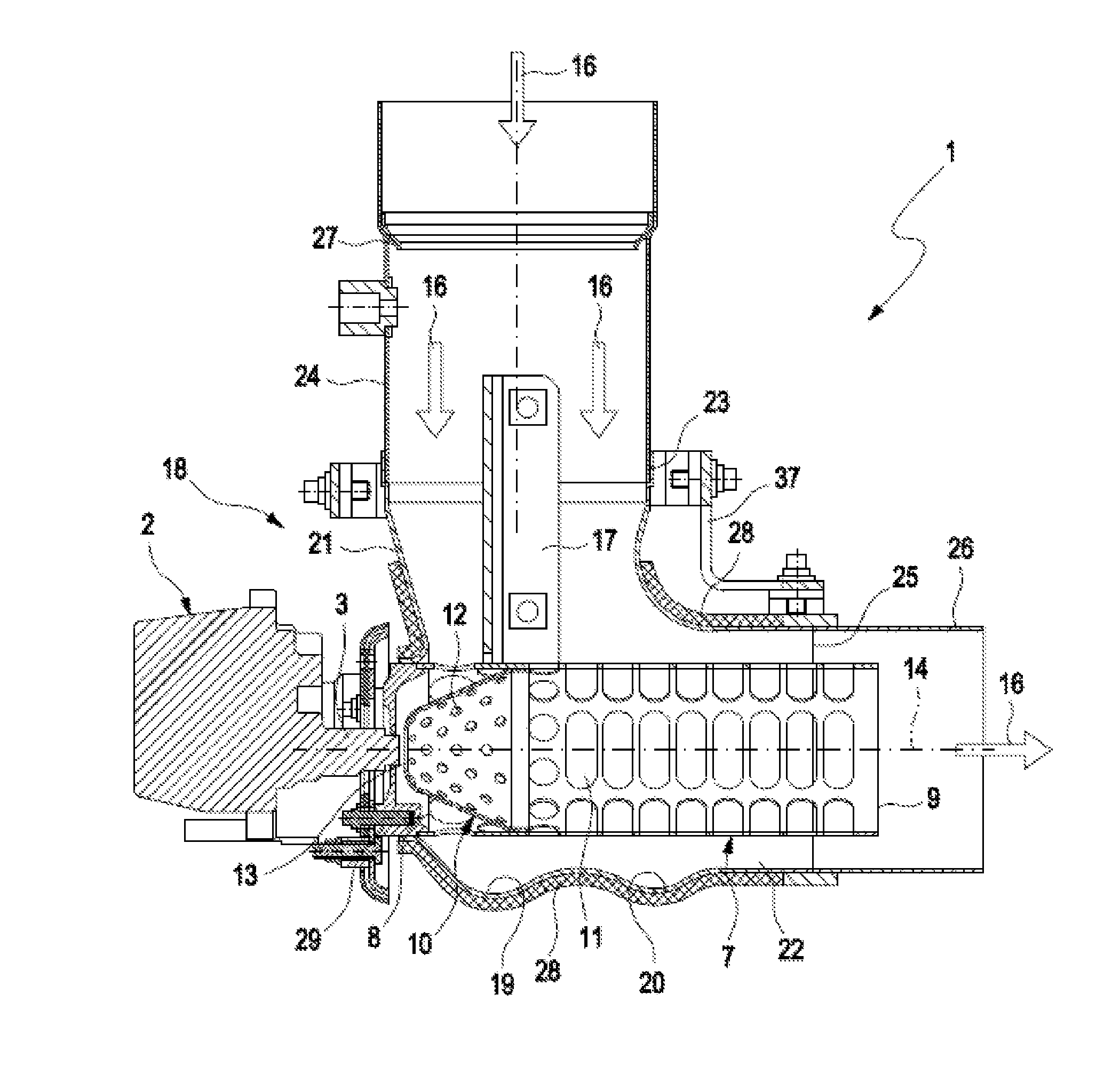System for adding and processing reducing agent in a motor vehicle