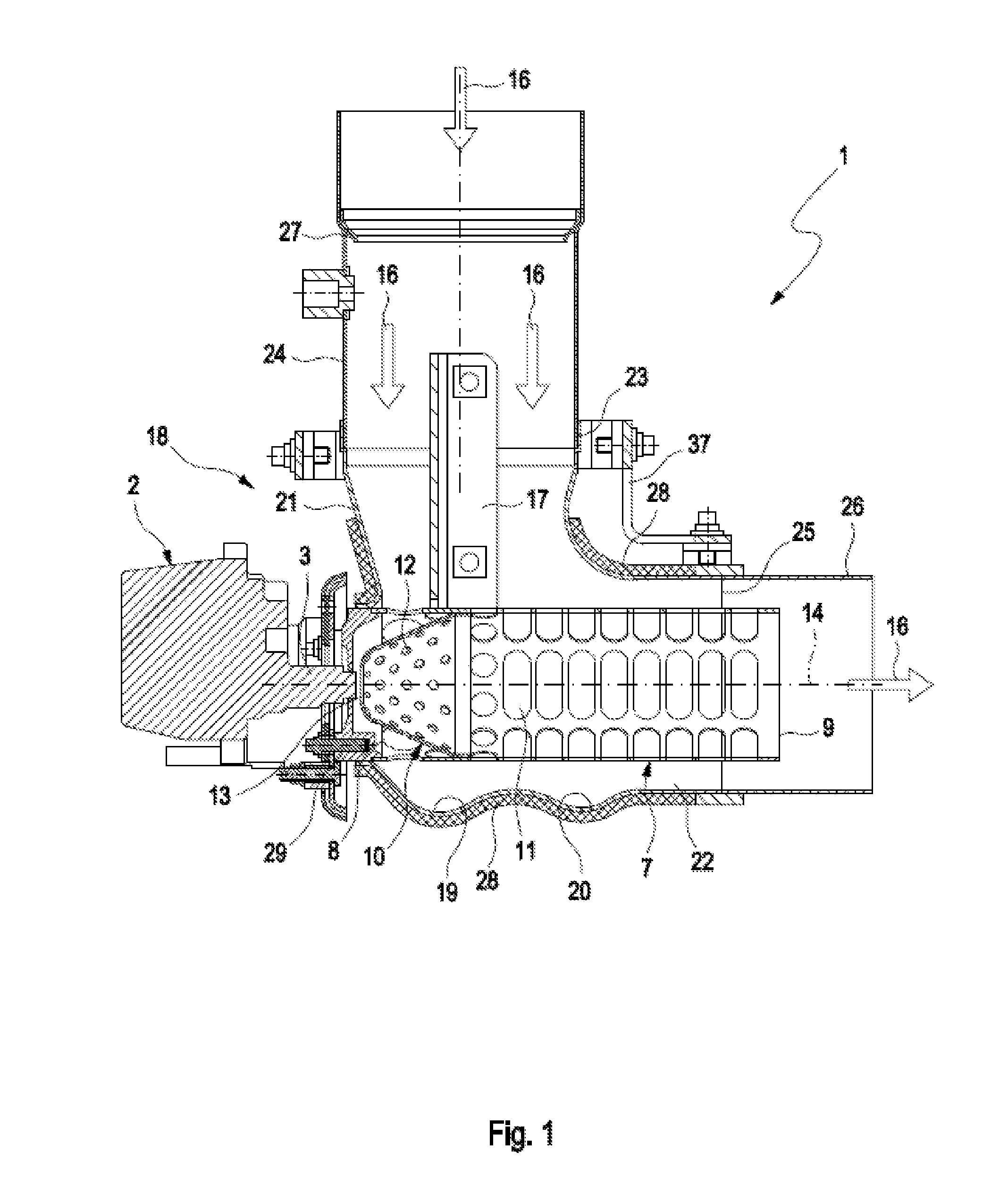 System for adding and processing reducing agent in a motor vehicle
