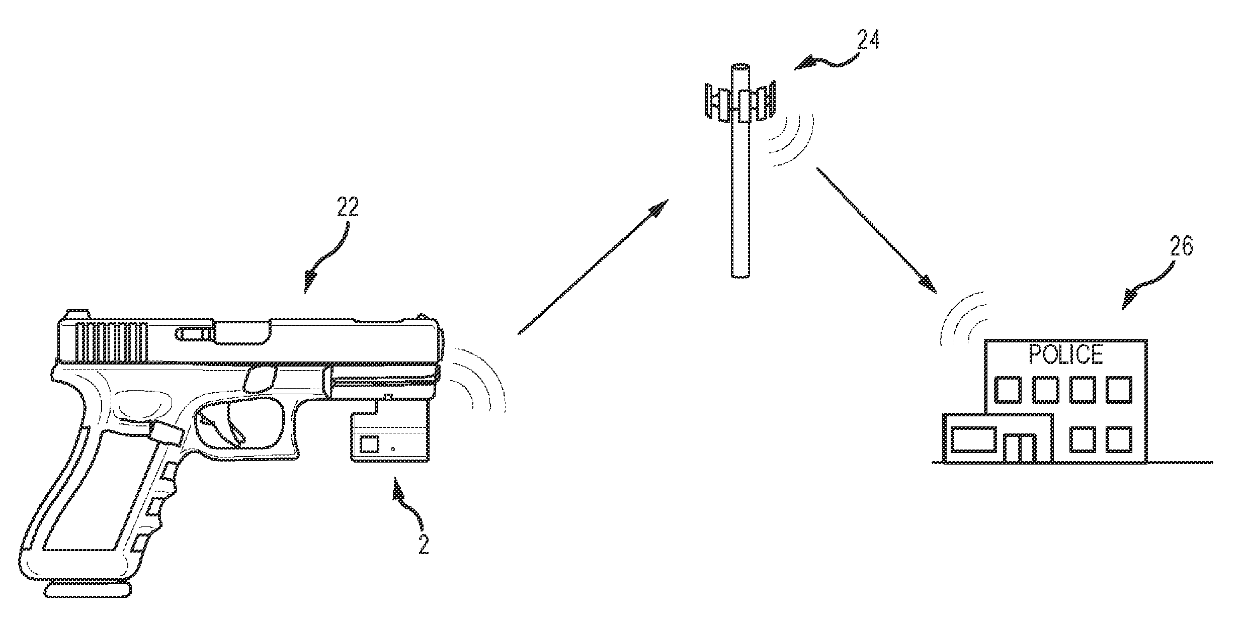Emergency assistance method and device for a firearm