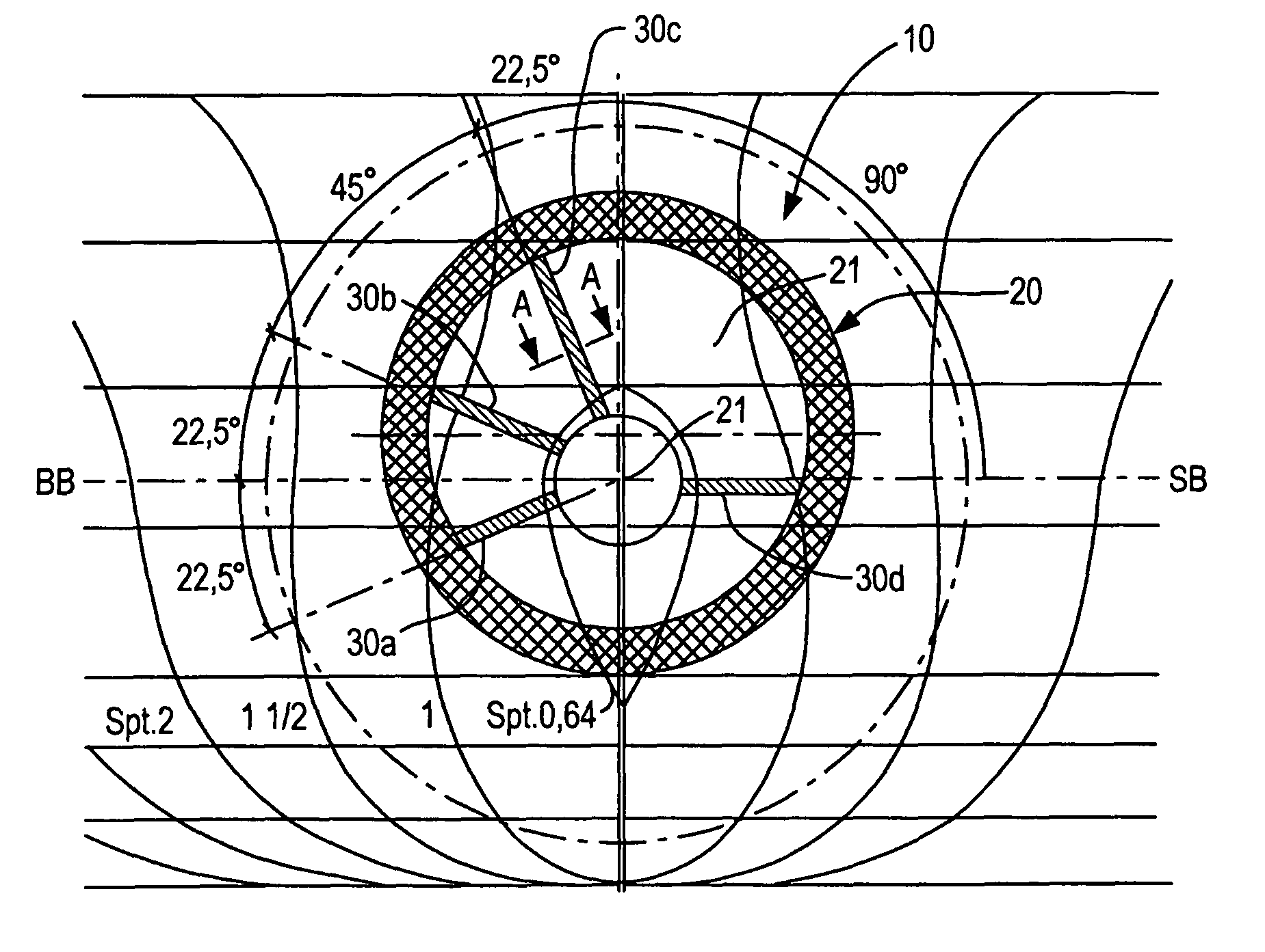 Device for reducing the power demand for the propulsion of a ship