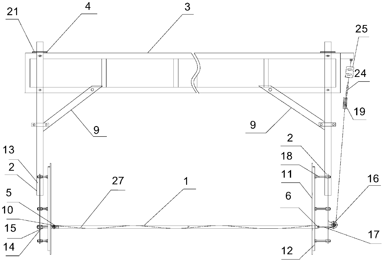 Vortex-parametric coupled vibration test device for marine riser with uniform inclination angle