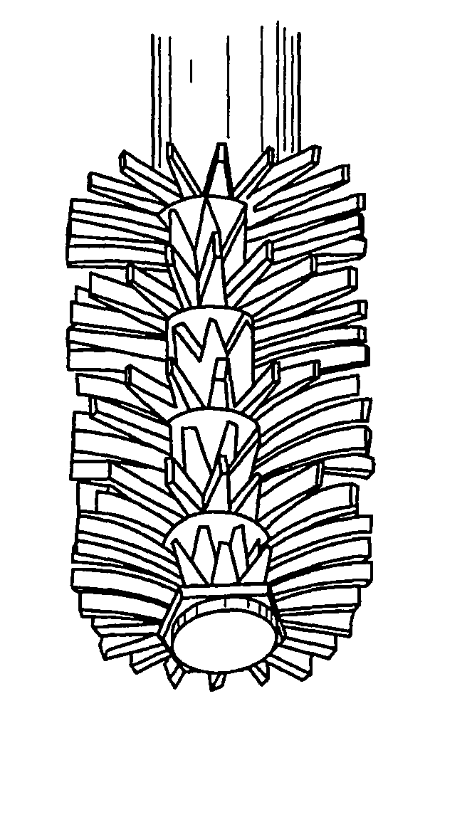 Cosmetic product applicator with multiple typically oriented elements