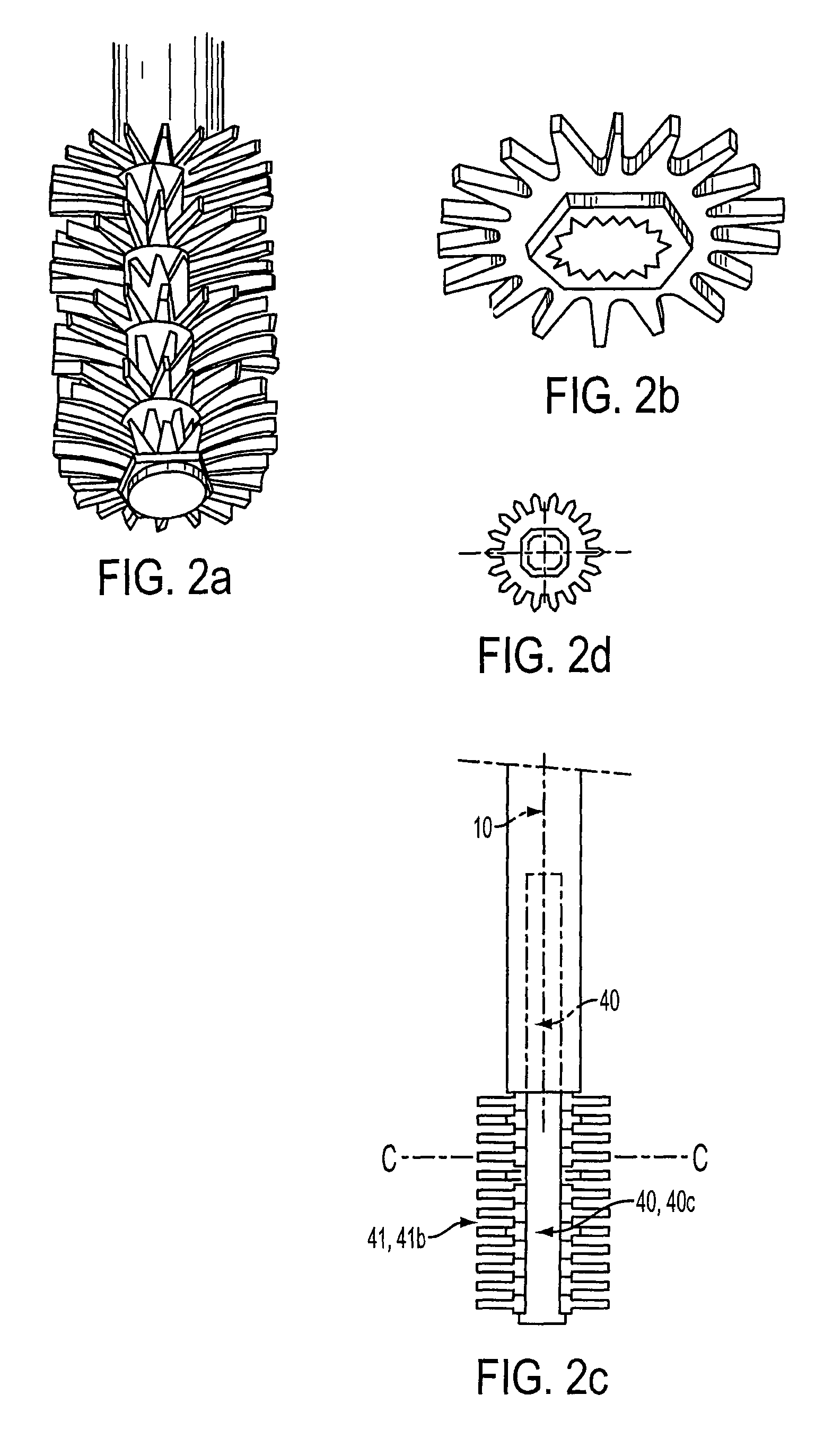 Cosmetic product applicator with multiple typically oriented elements