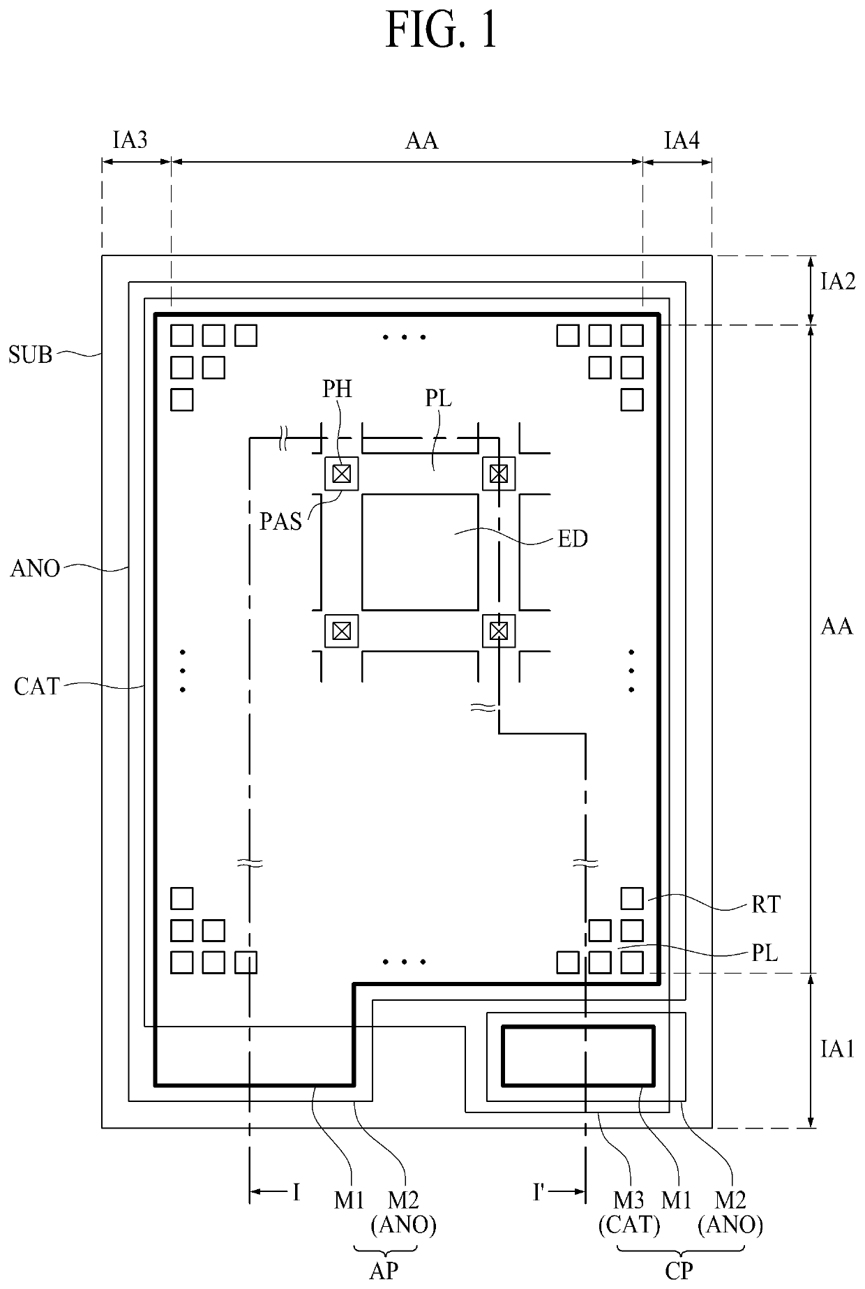 Electroluminescent lighting device having high aperture ratio