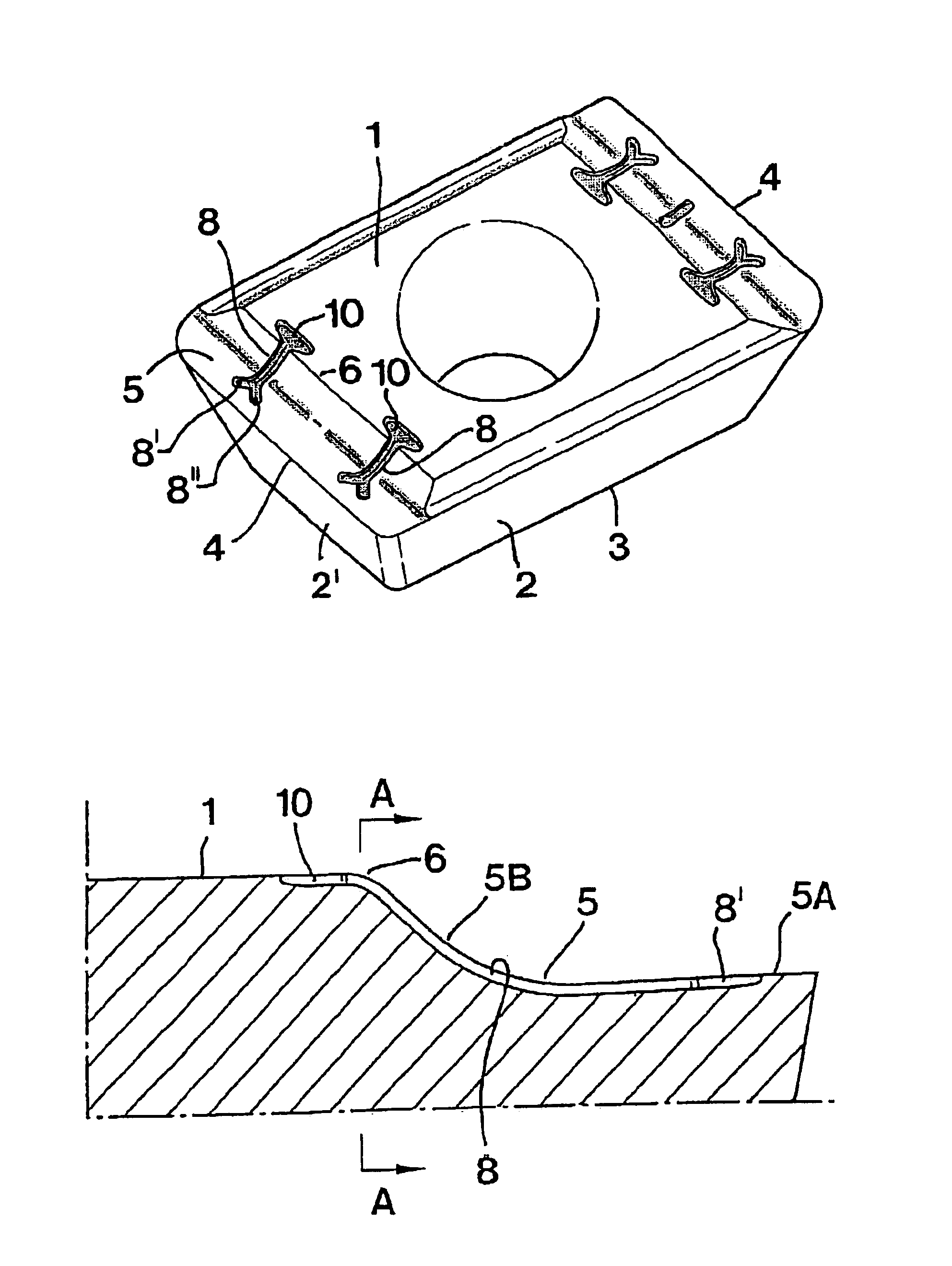 Cutting insert for drills having chip-embossing formations for stiffening chips