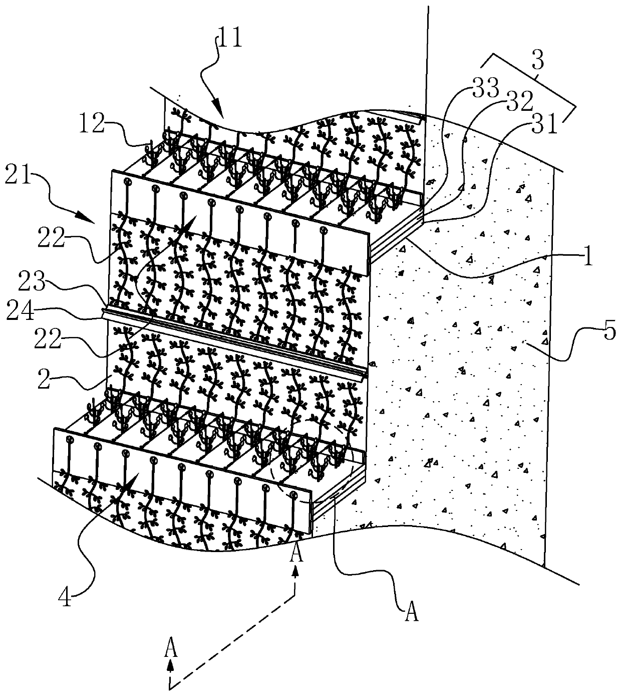 Greening method for stepped mine