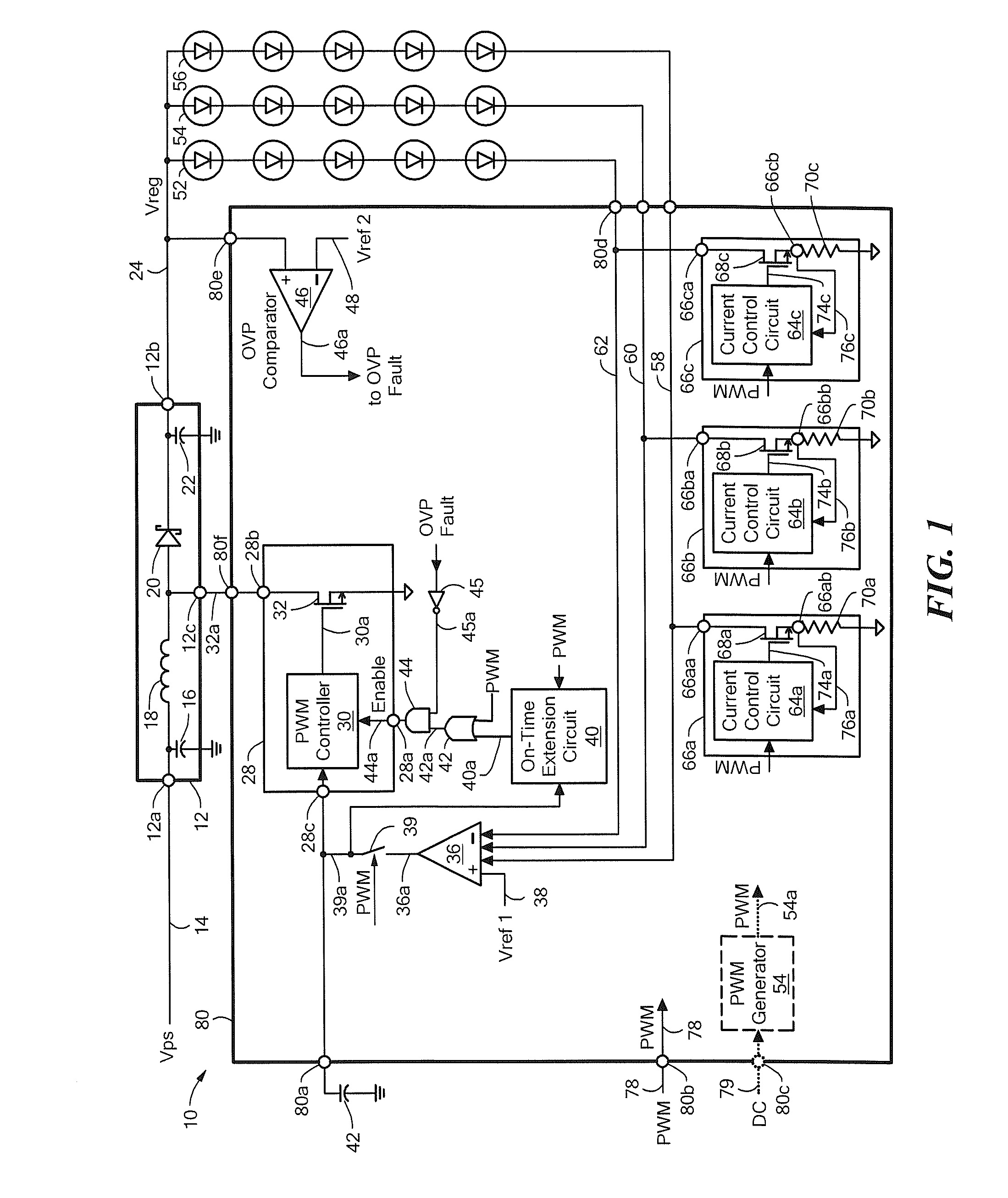 Electronic Circuits and Techniques for Improving a Short Duty Cycle Behavior of a DC-DC Converter Driving a Load