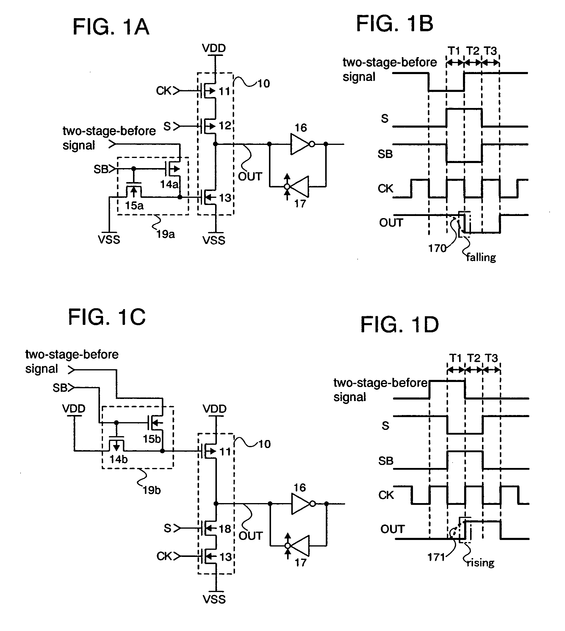 Clocked inverter, nand, nor and shift register