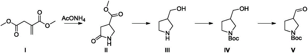 Method for synthesizing N-Boc-3-pyrrolidine formaldehyde