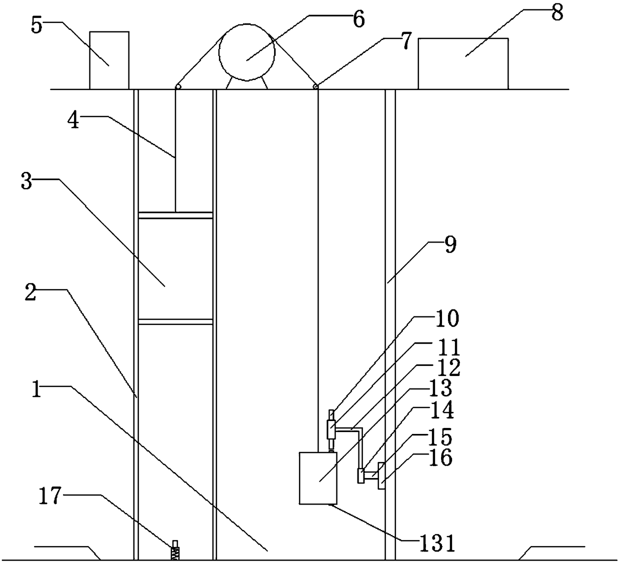 Magnetic pushing and guiding unloading type elevator