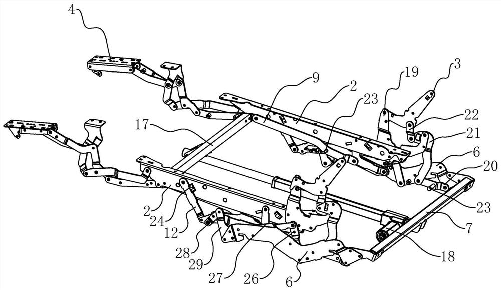 Functional sofa stretching device with good supporting performance
