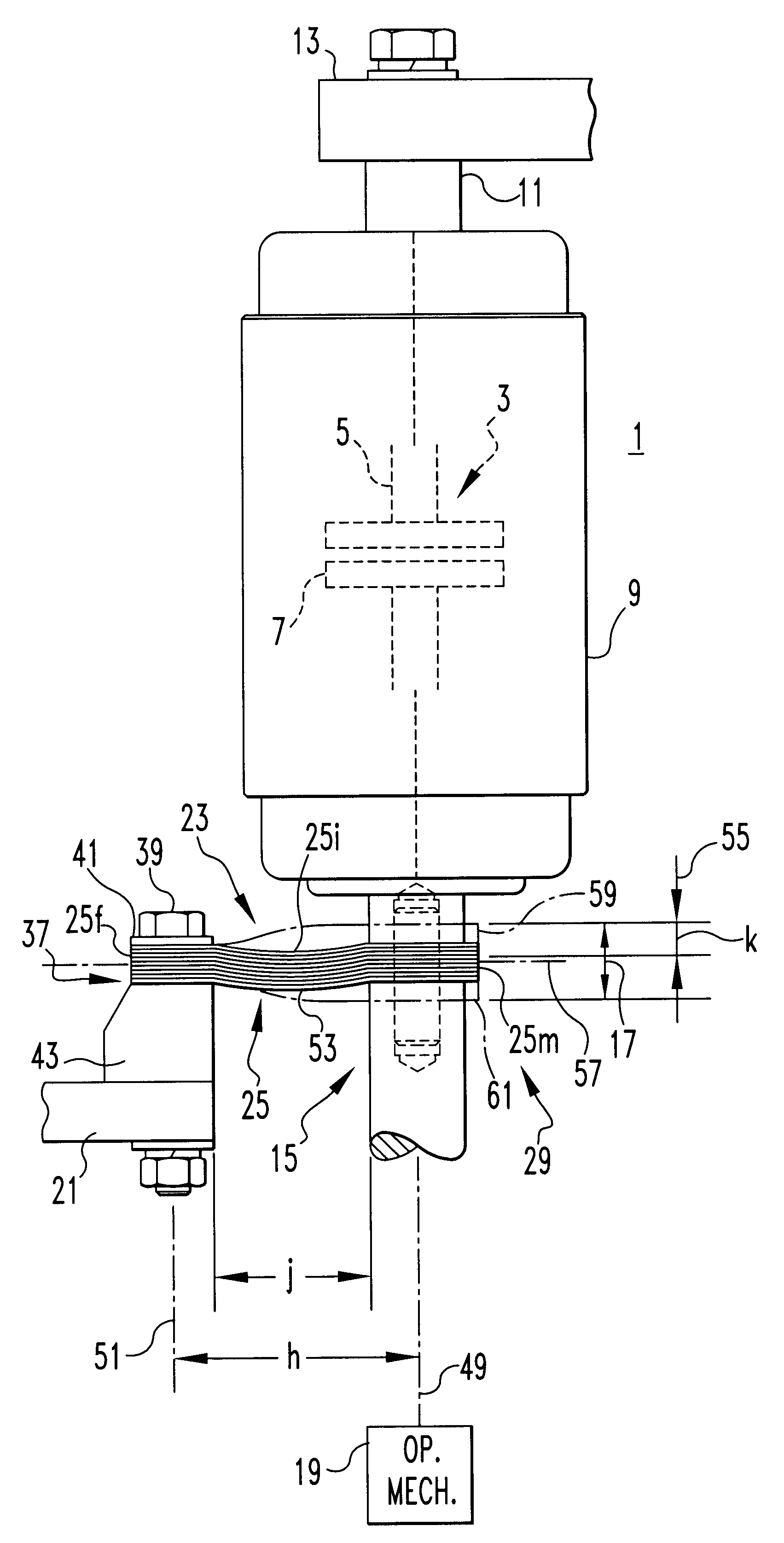 Vacuum switch operating mechanism including laminated flexible shunt connector