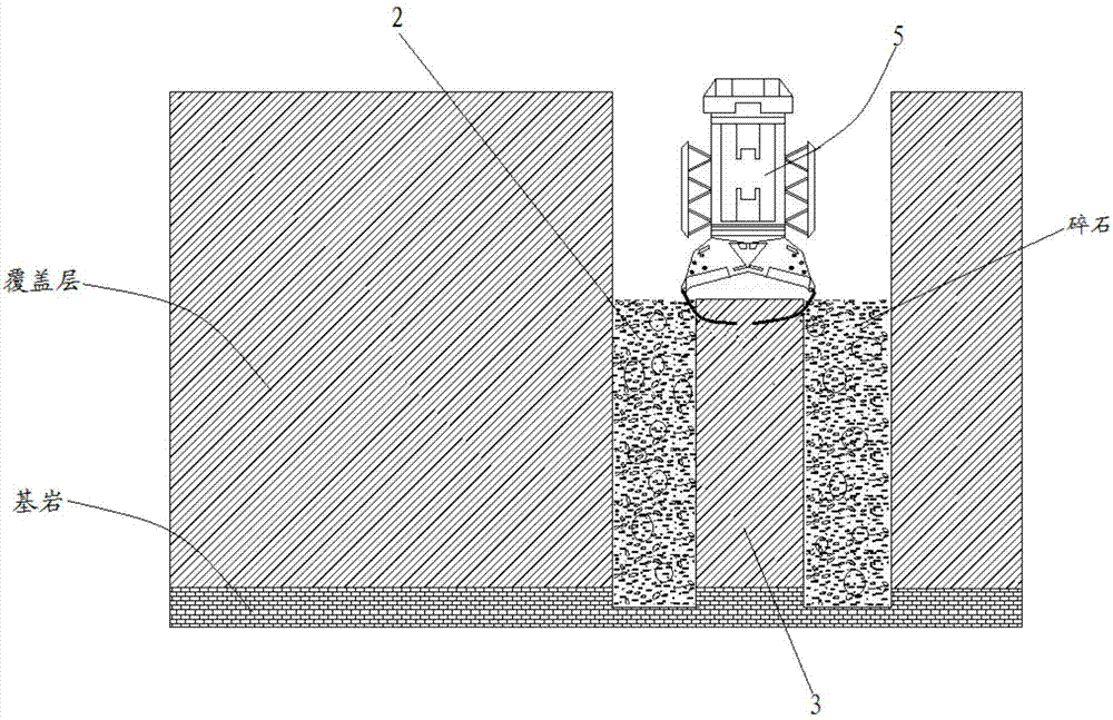 Slotted hole backfill grabbing method