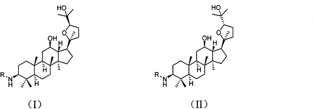 Preparation method and use of (20S, 24R/S)-epoxy-12 beta, 25-hydroxy-dammarane-3 beta-amine derivatives