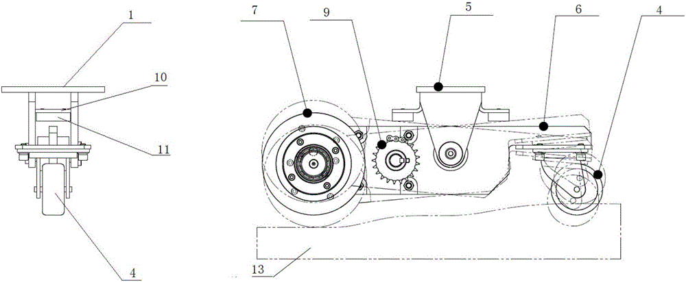Ground-adaptive differential-drive floating wheel system