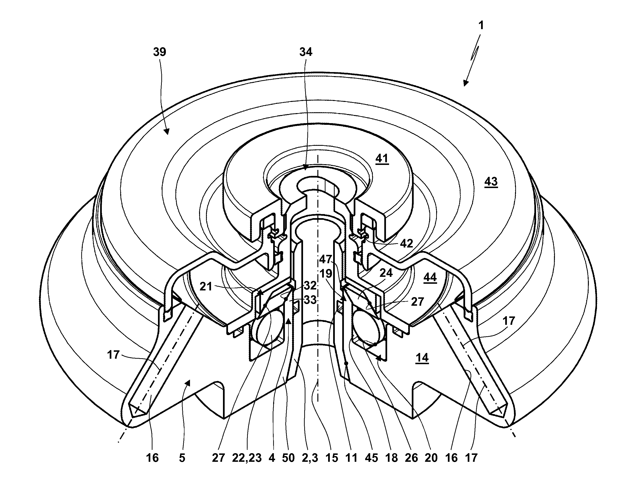 Coupling Device for a Laboratory Centrifuge Actuated by Centrifugal Force
