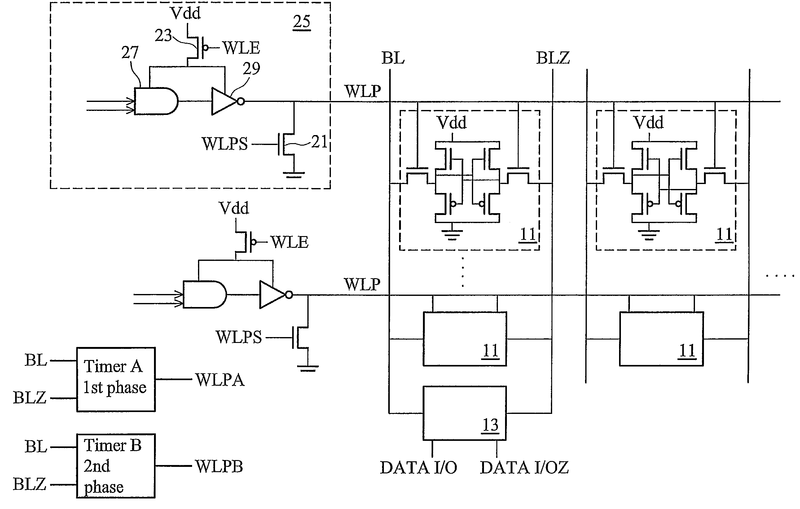 Circuit and method for an SRAM with two phase word line pulse