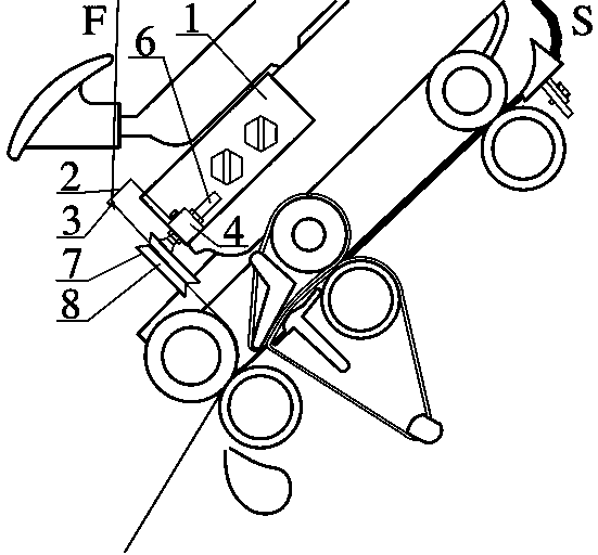 Eccentric-braking filament feeding device applied to forced internal-external transfer type composite spinning