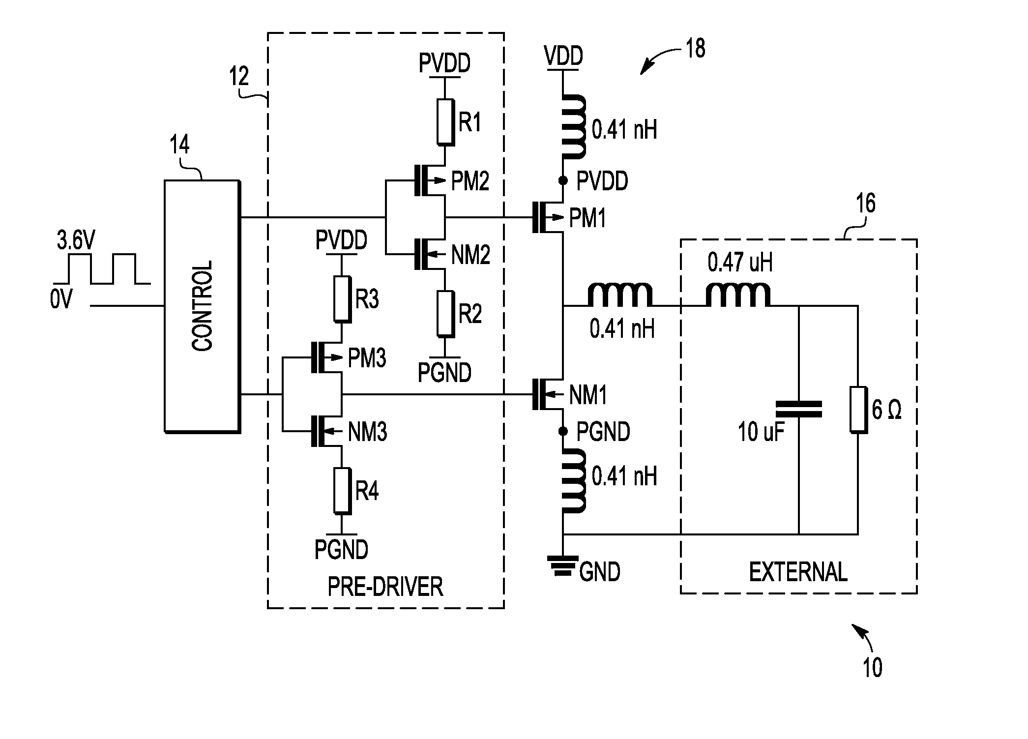 High frequency power switching circuit with adjustable drive current