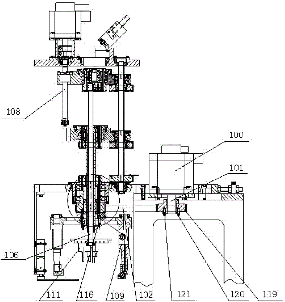 The transmission structure of the winding spindle on the winding machine