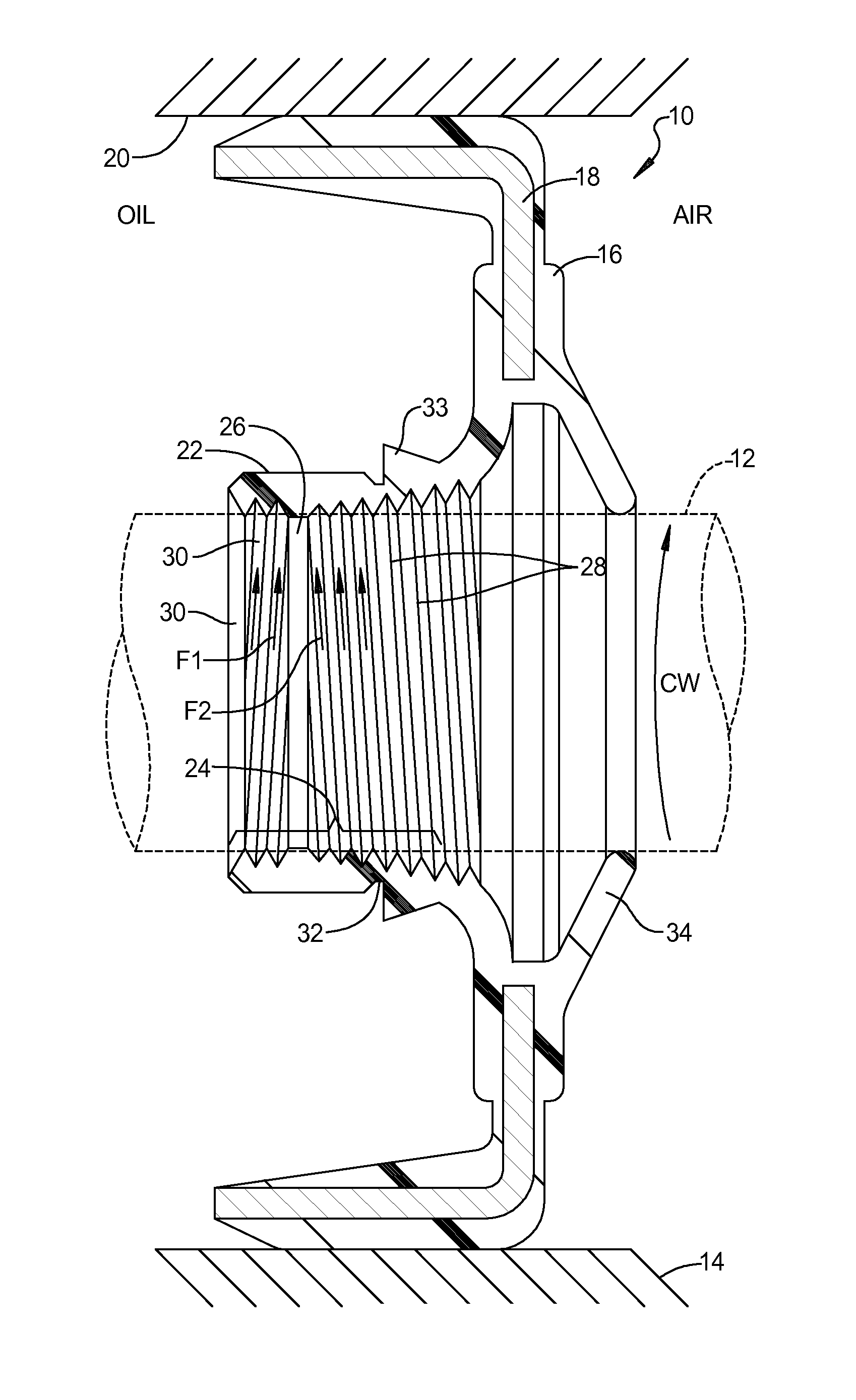 Dynamic Lay Down Lip Seal With Bidirectional Pumping Feature