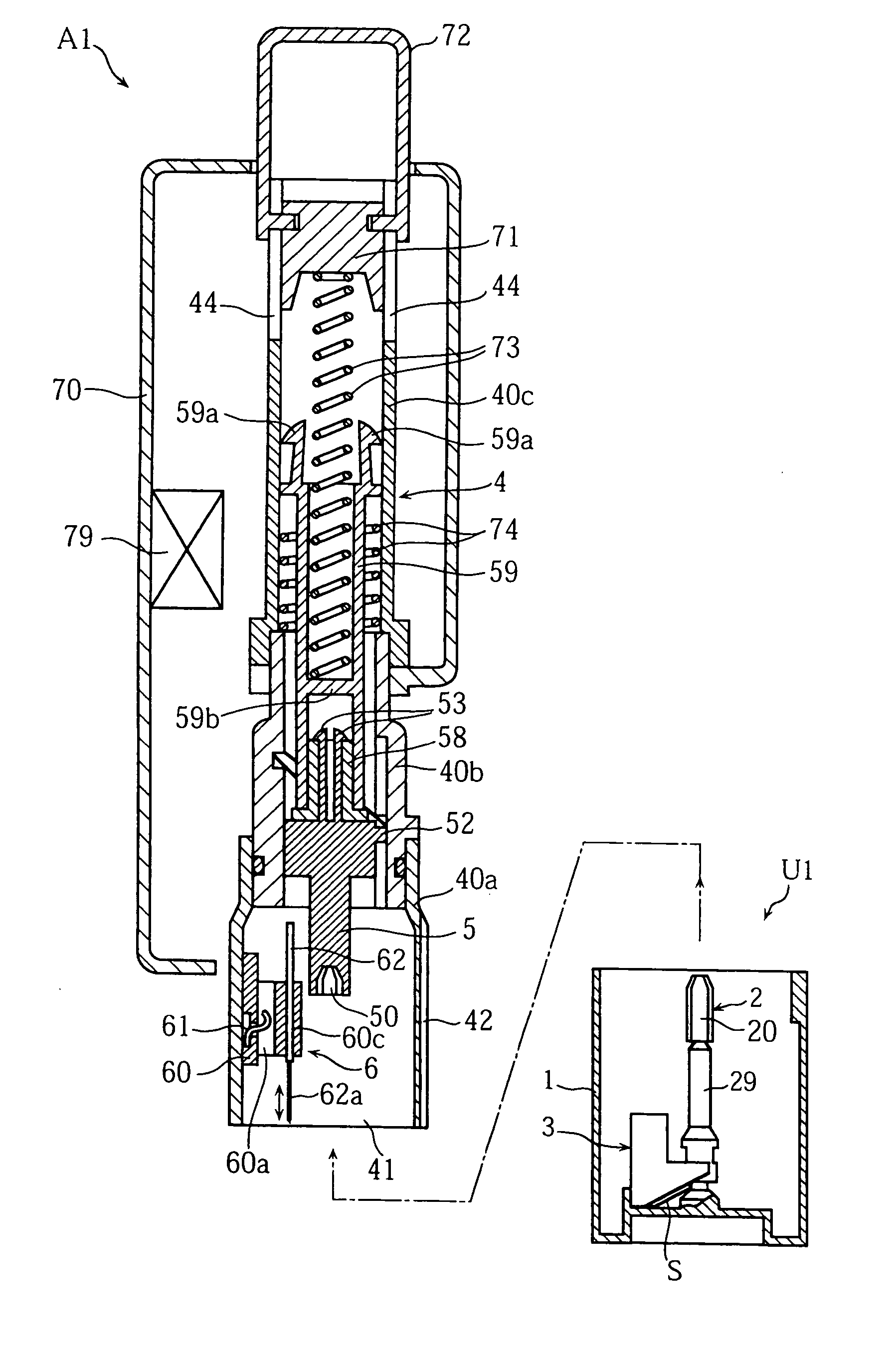 Unit for piercing, and piercing device