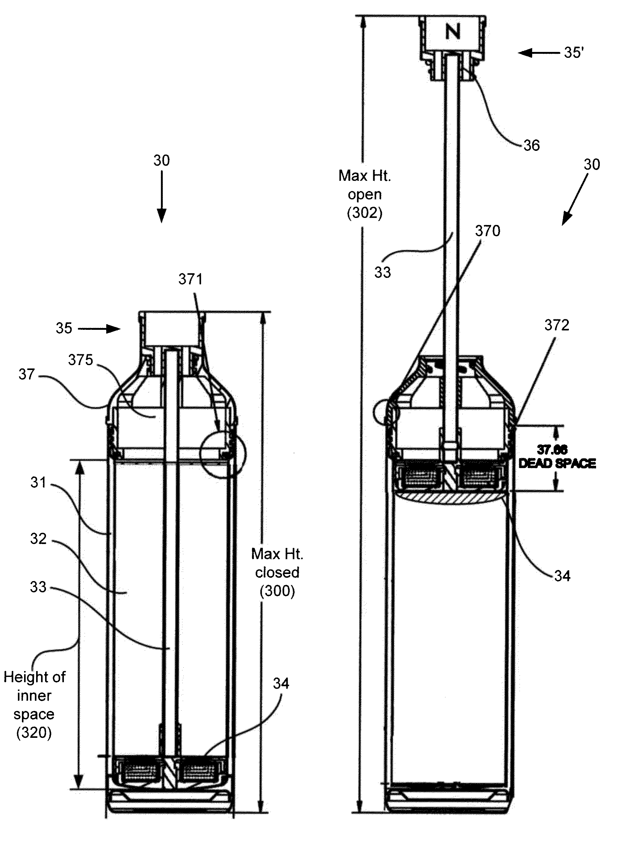 Bottle with an integrated filtration assembly that is manually operated using a plunger