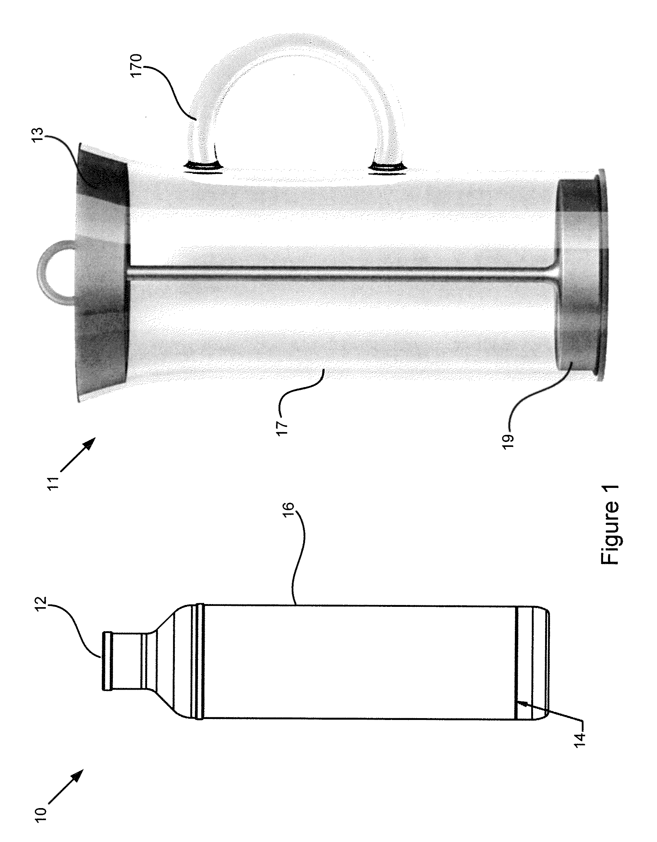 Bottle with an integrated filtration assembly that is manually operated using a plunger