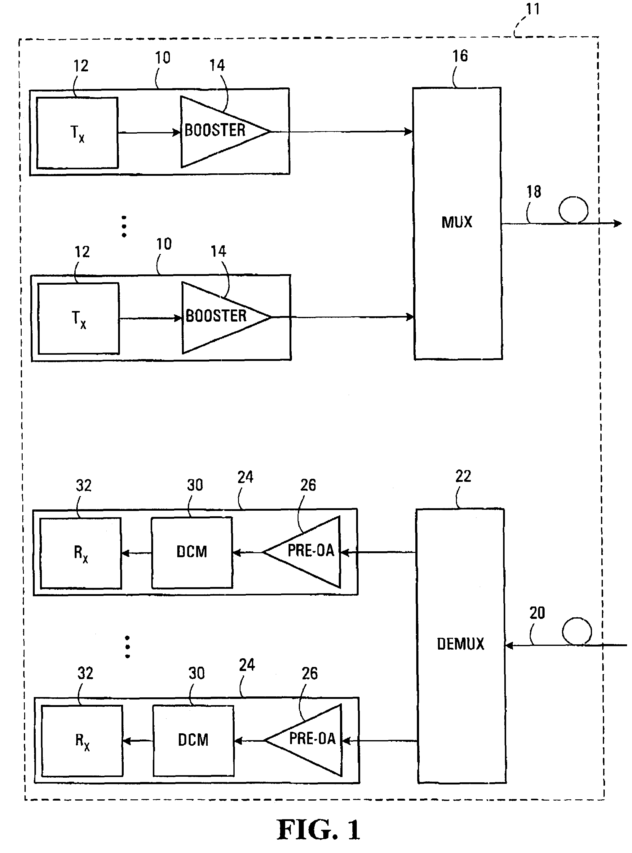 Integrated optical dual amplifier