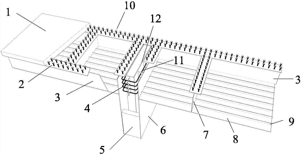 Rigid connection structure form of double-layered steel box concrete pier column and steel beam and construction method