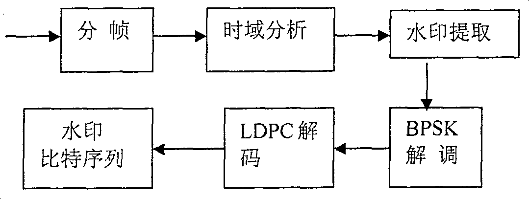 Didigal audio waterprint method based on low density parity check code