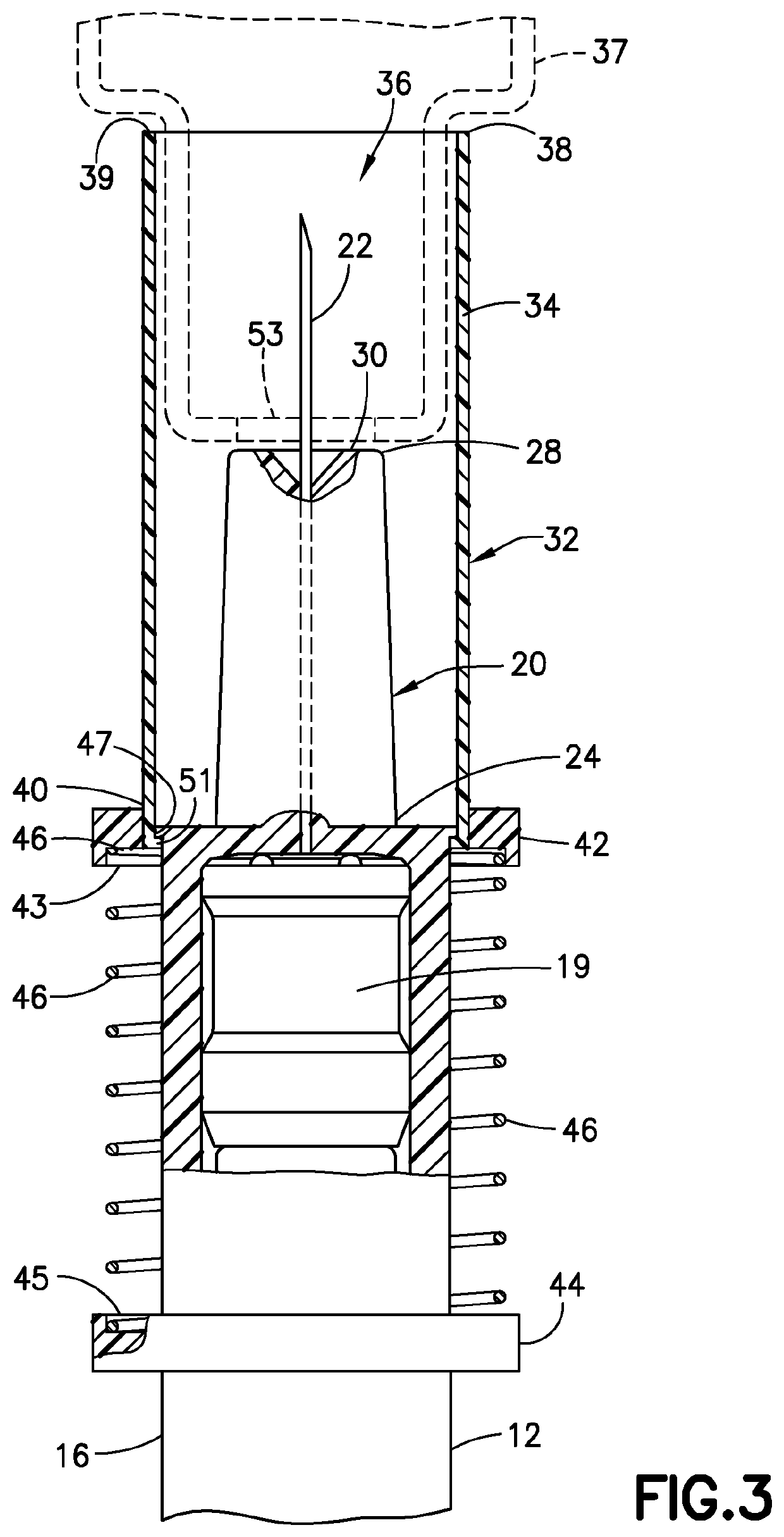 Injection assembly with movable sleeve