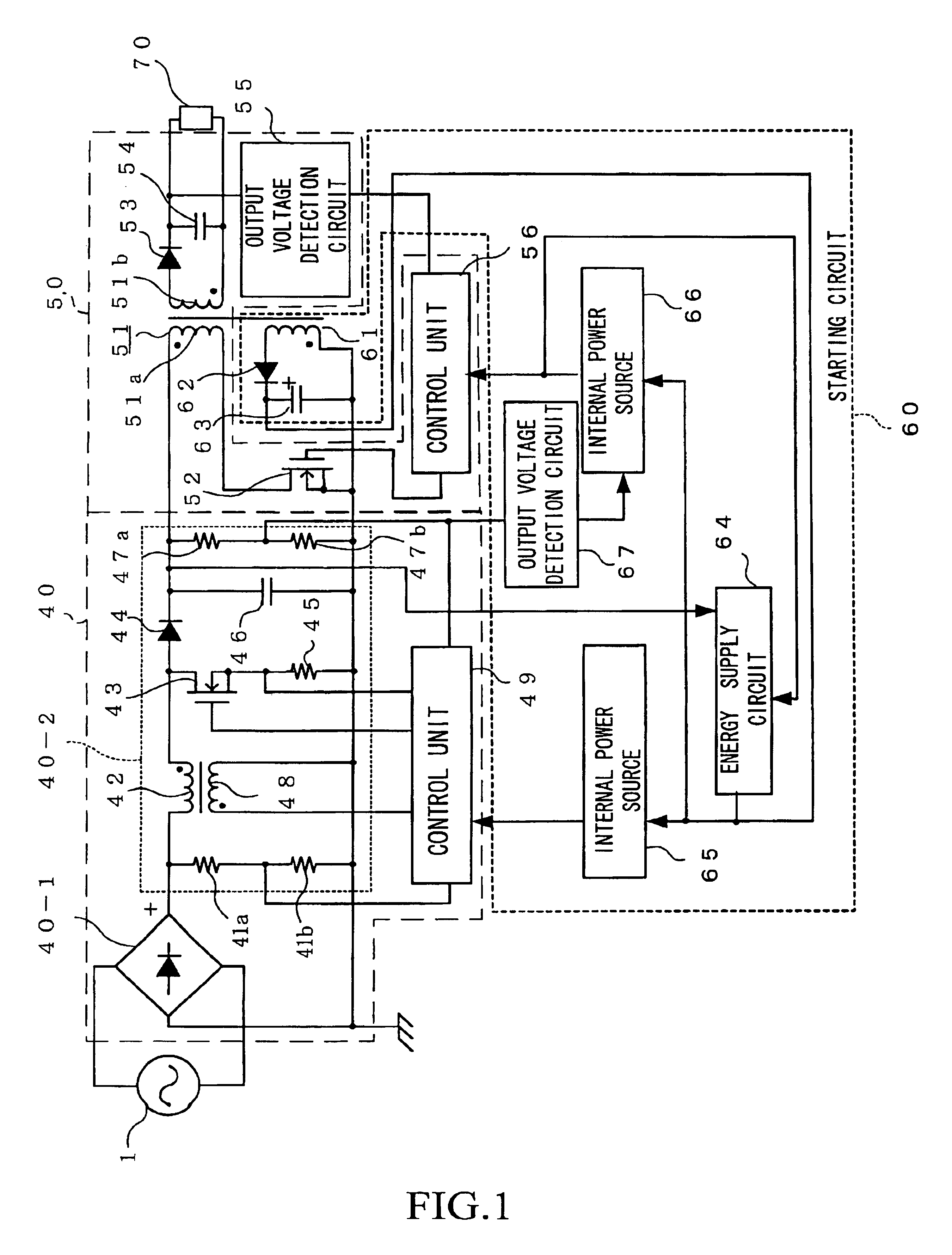 Circuit for starting power source apparatus