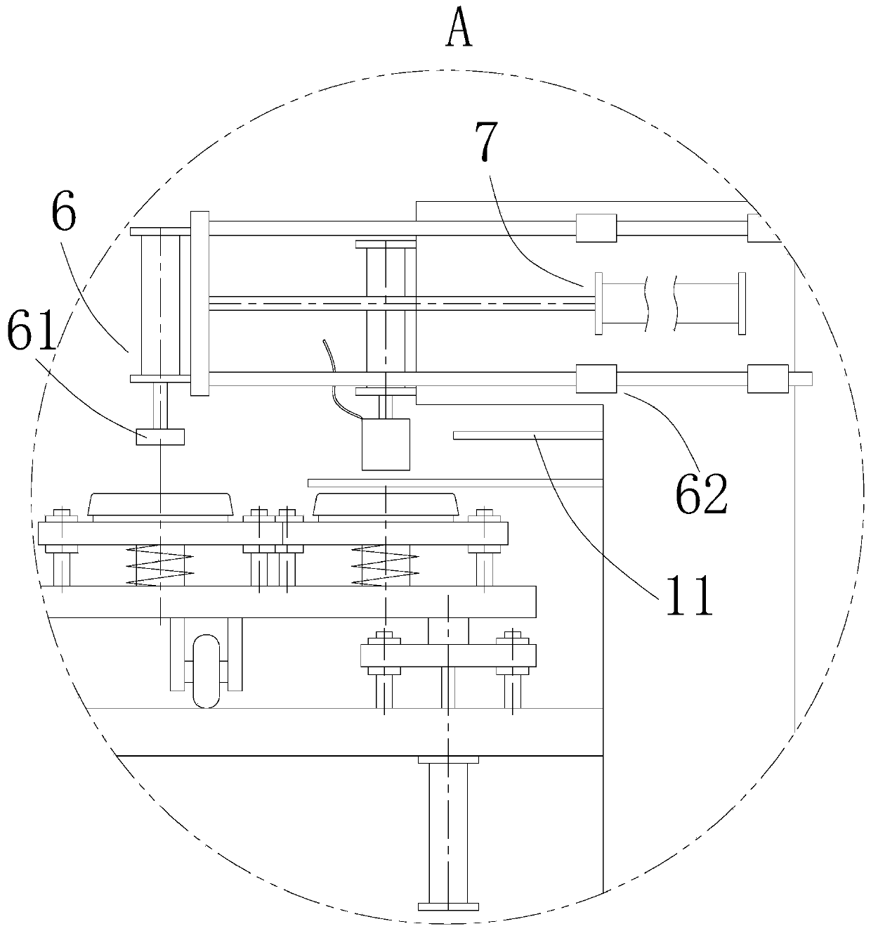 Welding device for bypass valves of lower end covers of filter elements of filters