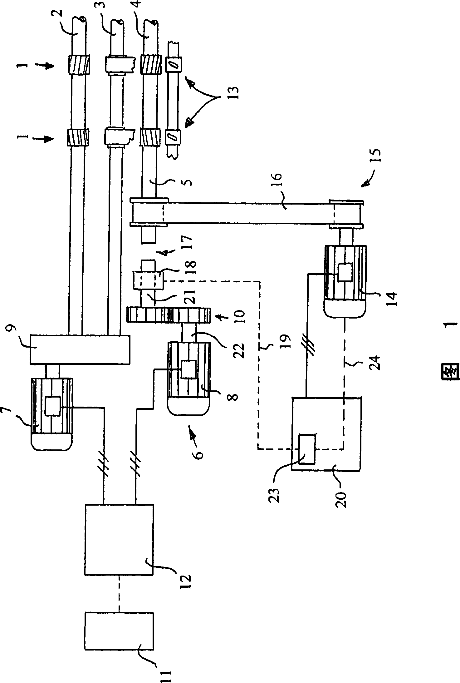 Drive device for refitted spinning machine or twisting machine