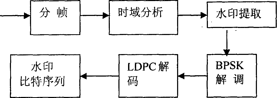 Didigal audio waterprint method based on low density parity check code