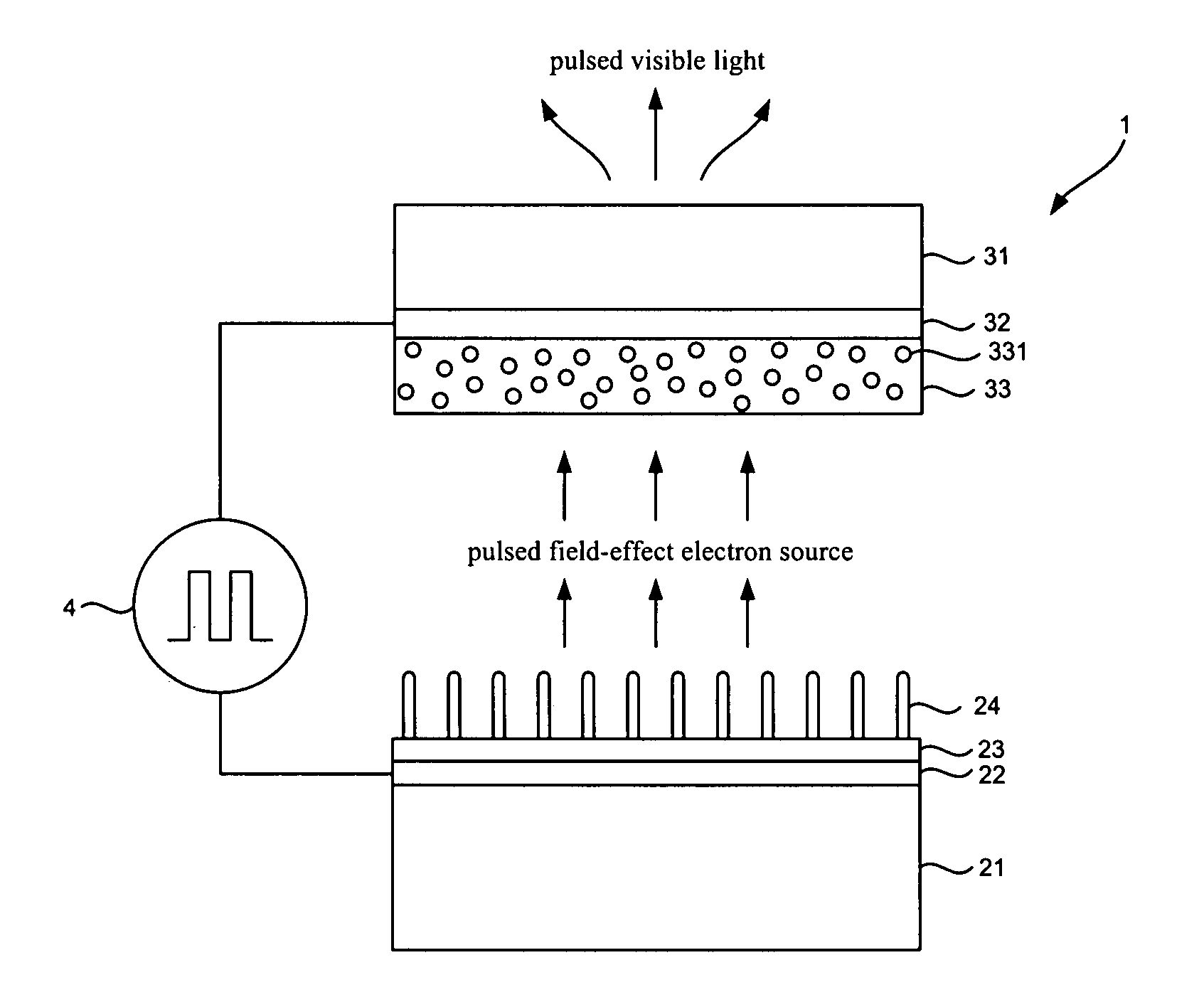 Pulsed high-voltage silicon quantum dot fluorescent lamp