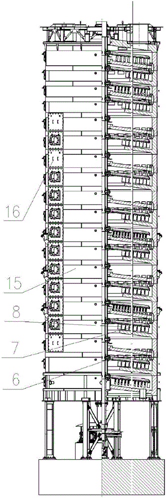 Hollow shaft structure of multi-layer furnace as well as dismounting tool and dismounting method for rabble arm and rabble teeth