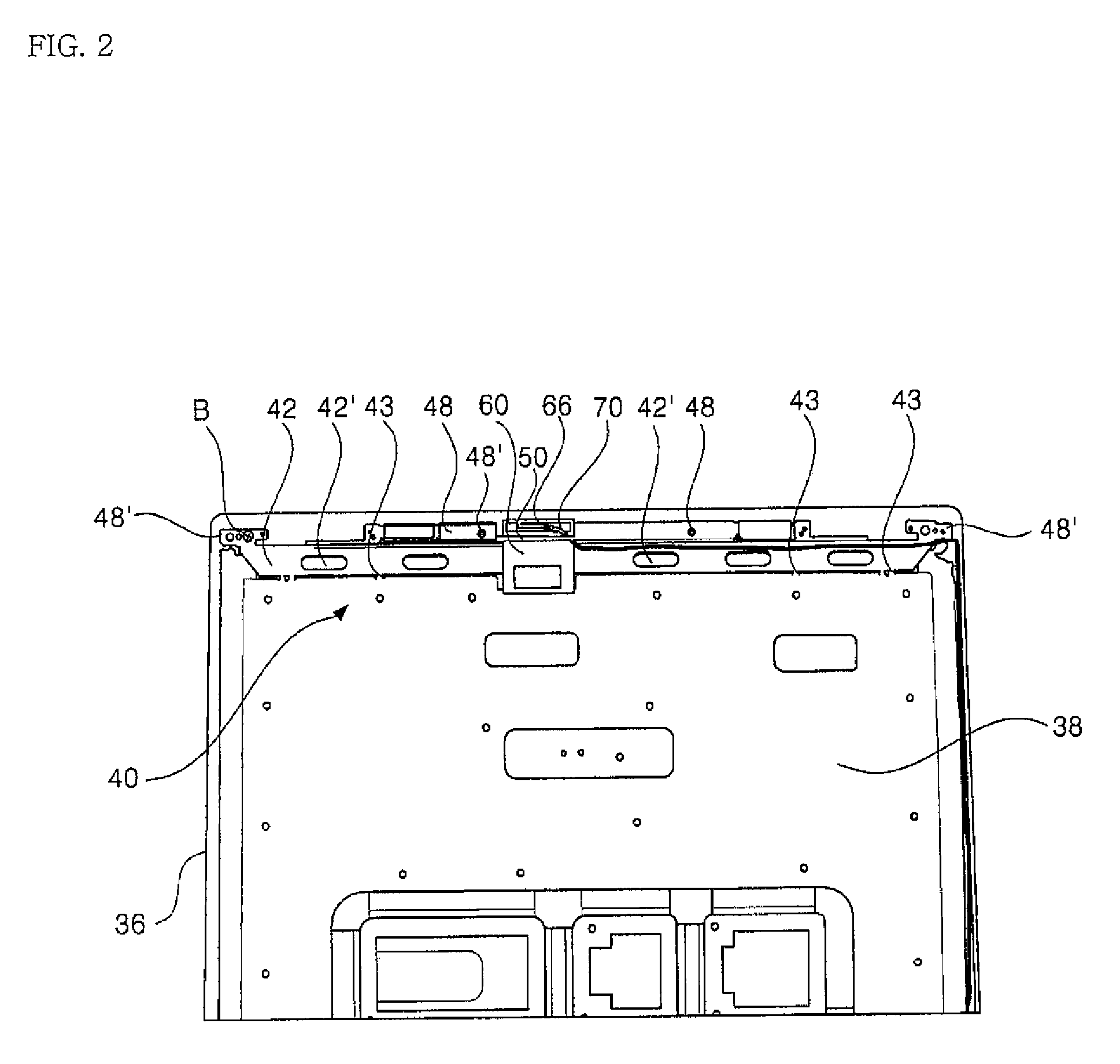 Support frame for display and support structure for display having the same